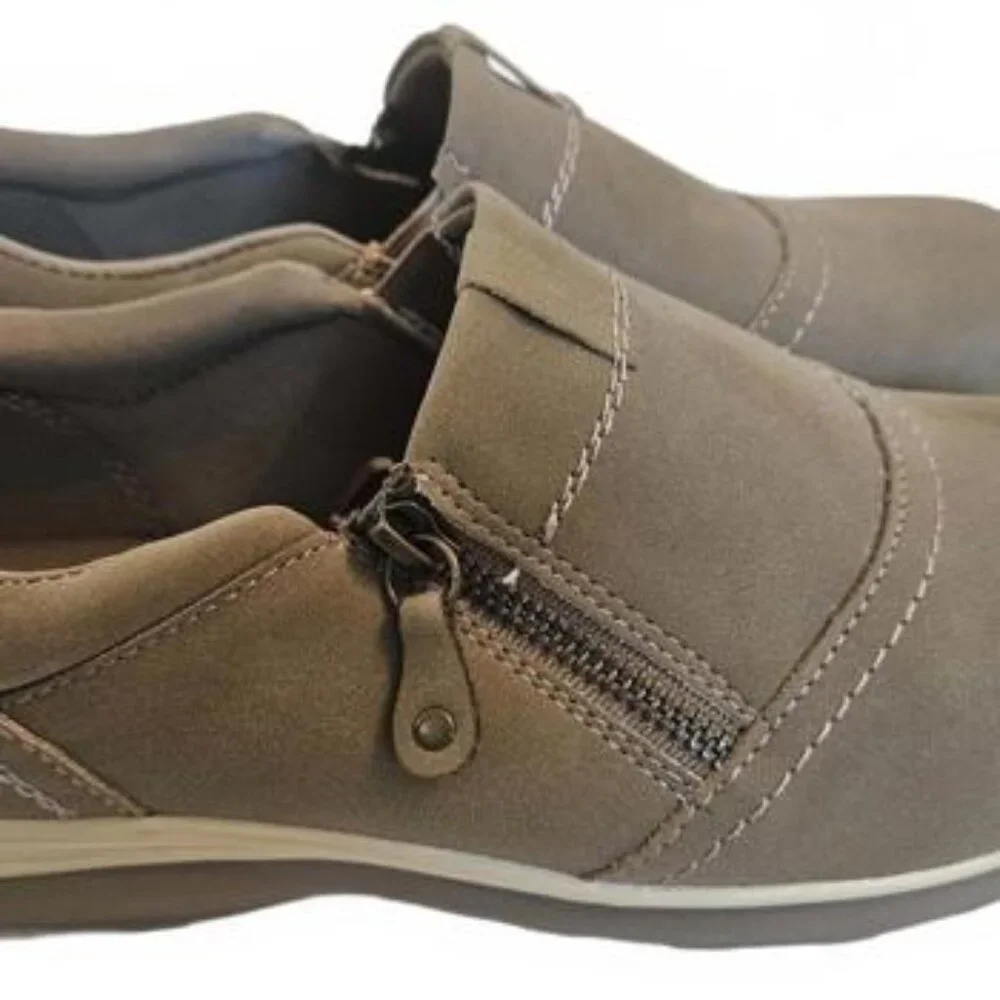 Beartraps Women's Casual Slip-On Taupe Loafers with Side Zipper Size 9W - Picture 3 of 6